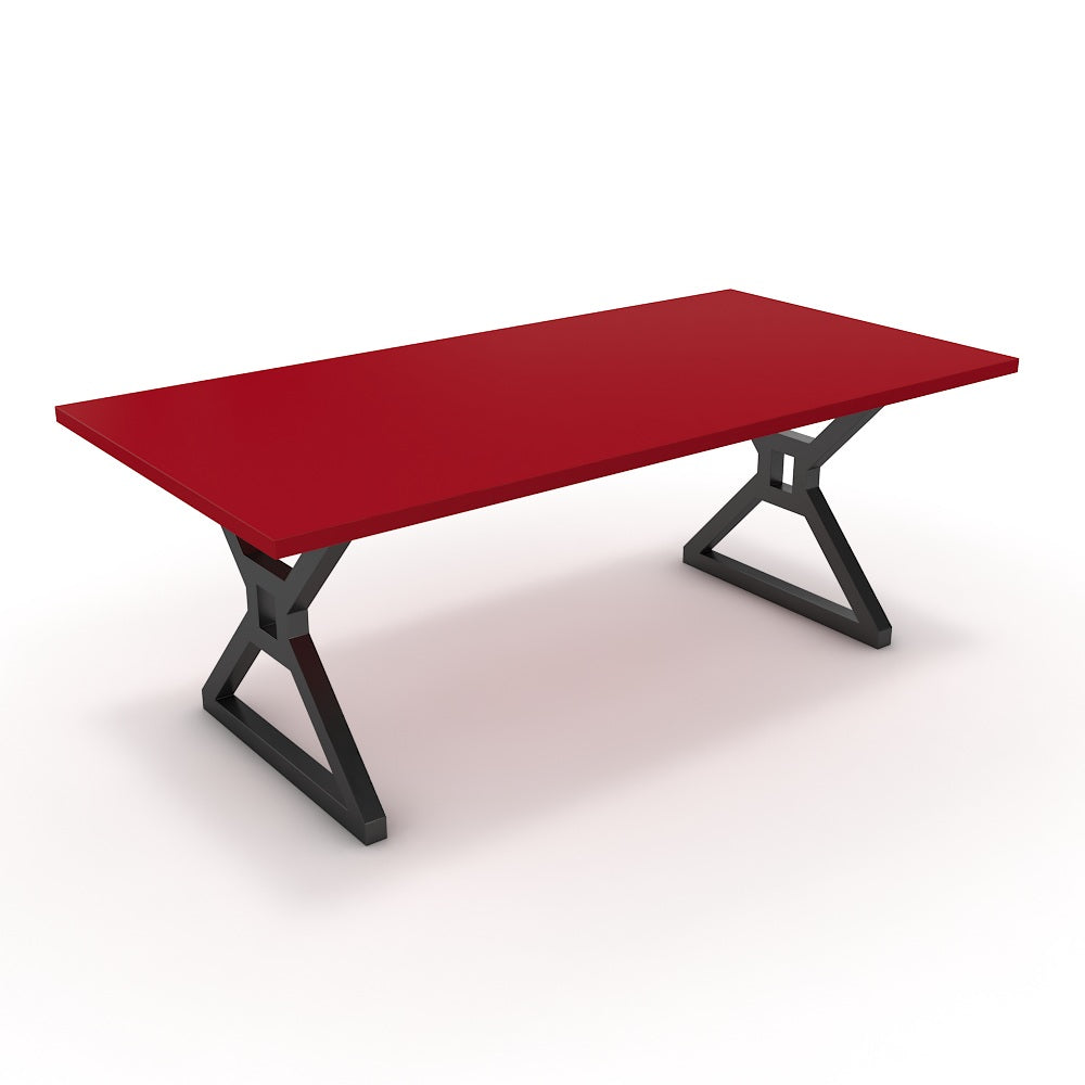 Étkezőasztal - Mandira fekete lábbal - Chilli piros, méret: 200x100