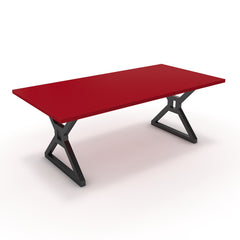 Étkezőasztal - Mandira fekete lábbal - Chilli piros, méret: 200x100