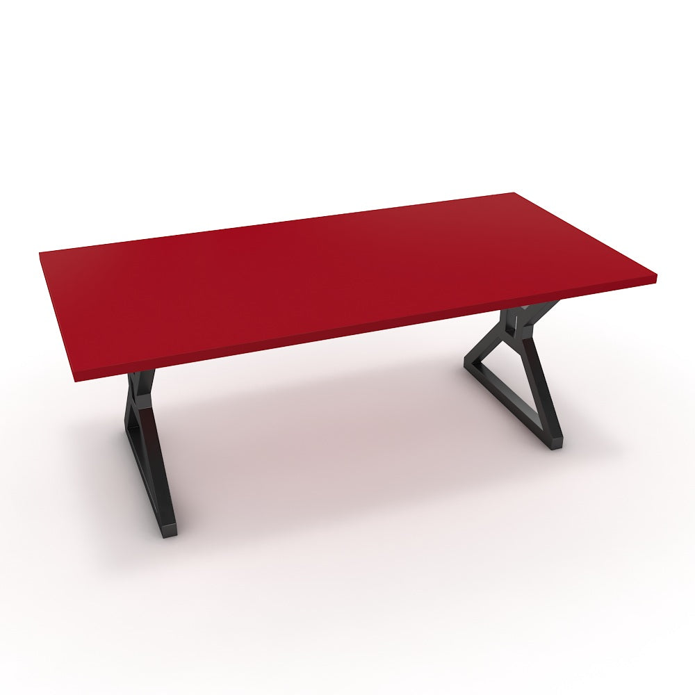 Étkezőasztal - Mandira fekete lábbal - Chilli piros, méret: 200x100