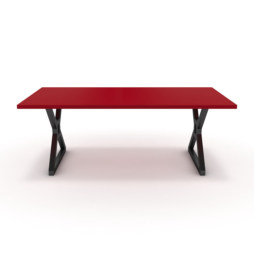 Étkezőasztal - Mandira fekete lábbal - Chilli piros, méret: 200x100