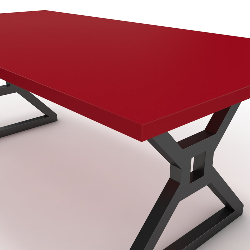 Étkezőasztal - Mandira fekete lábbal - Chilli piros, méret: 200x100