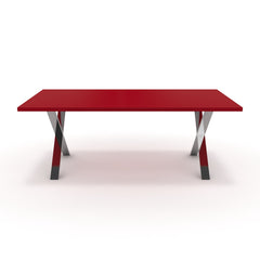 Étkezőasztal - Préma króm lábbal - Chilli piros, méret: 200x100