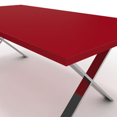 Étkezőasztal - Préma króm lábbal - Chilli piros, méret: 200x100
