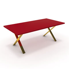 Étkezőasztal - Préma arany lábbal - Chilli piros, méret: 200x100