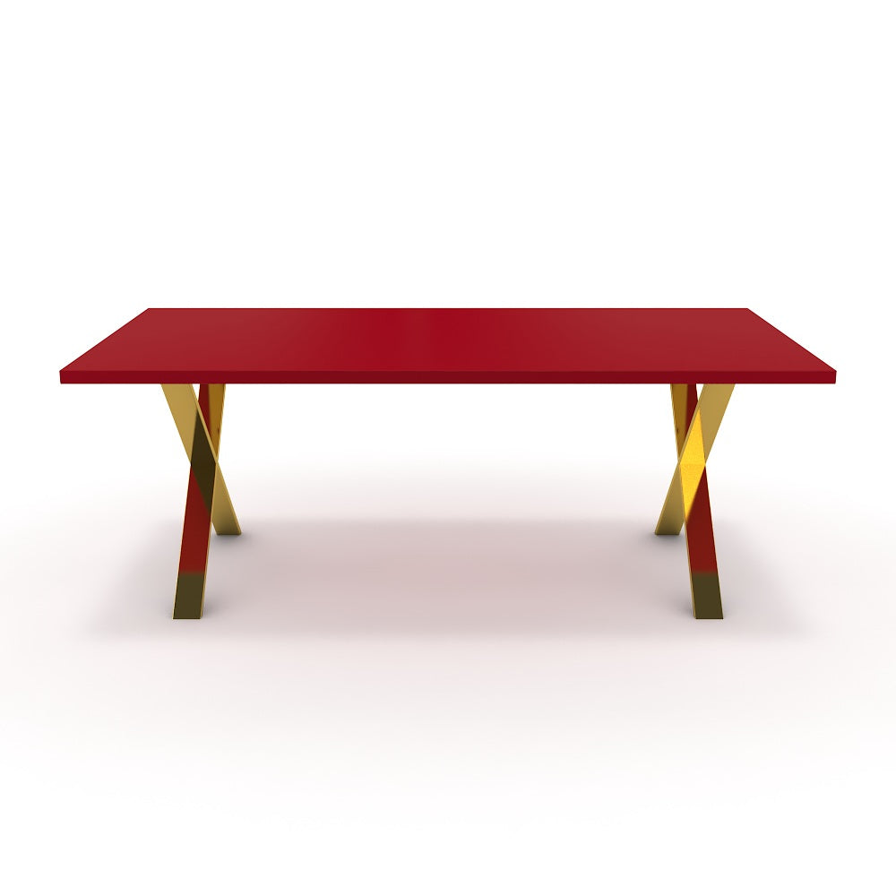Étkezőasztal - Préma arany lábbal - Chilli piros, méret: 200x100