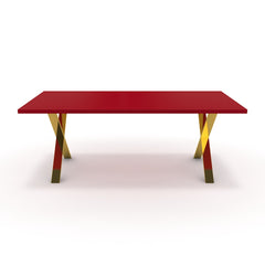 Étkezőasztal - Préma arany lábbal - Chilli piros, méret: 200x100