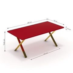Étkezőasztal - Préma arany lábbal - Chilli piros, méret: 200x100