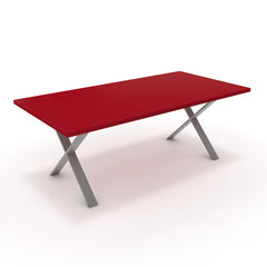 Étkezőasztal - Préma festett ezüst lábbal - Chilli piros, méret: 200x100