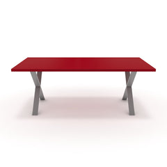 Étkezőasztal - Préma festett ezüst lábbal - Chilli piros, méret: 200x100