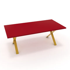 Étkezőasztal - Préma festett arany lábbal - Chilli piros, méret: 200x100