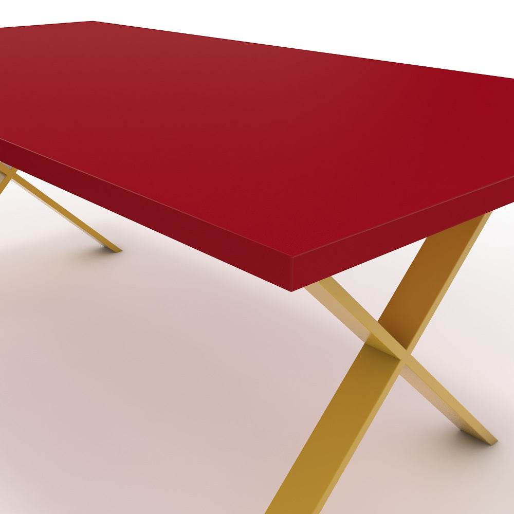 Étkezőasztal - Préma festett arany lábbal - Chilli piros, méret: 200x100