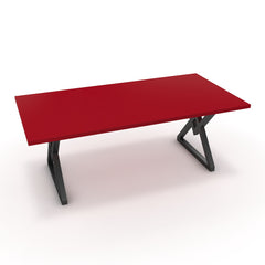 Étkezőasztal - Uttama fekete lábbal - Chilli piros, méret: 200x100