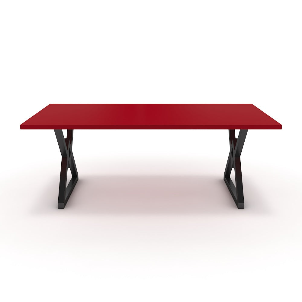 Étkezőasztal - Uttama fekete lábbal - Chilli piros, méret: 200x100