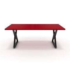 Étkezőasztal - Uttama fekete lábbal - Chilli piros, méret: 200x100