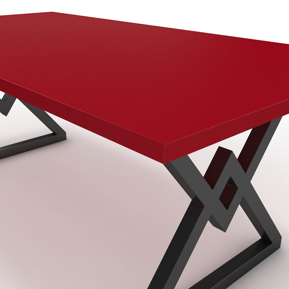 Étkezőasztal - Uttama fekete lábbal - Chilli piros, méret: 200x100