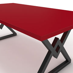 Étkezőasztal - Uttama fekete lábbal - Chilli piros, méret: 200x100