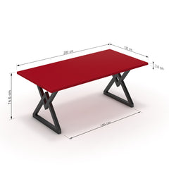 Étkezőasztal - Uttama fekete lábbal - Chilli piros, méret: 200x100