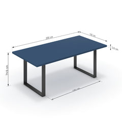 Étkezőasztal - Antara fekete lábbal - Tiroli kék, méret: 200x100