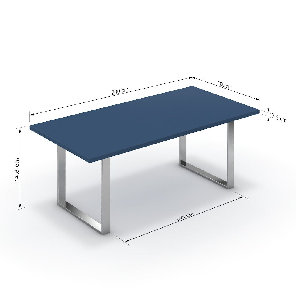Étkezőasztal - Antara króm lábbal - Tiroli kék, méret: 200x100