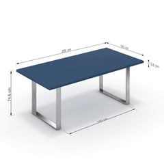 Étkezőasztal - Antara króm lábbal - Tiroli kék, méret: 200x100