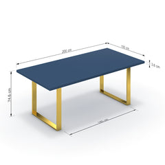 Étkezőasztal - Antara arany lábbal - Tiroli kék, méret: 200x100