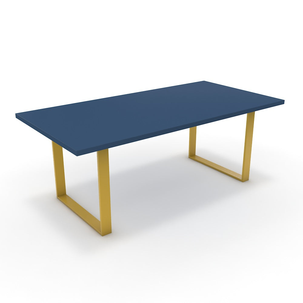 Étkezőasztal - Antara festett arany lábbal - Tiroli kék, méret: 200x100