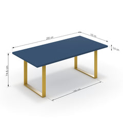 Étkezőasztal - Antara festett arany lábbal - Tiroli kék, méret: 200x100