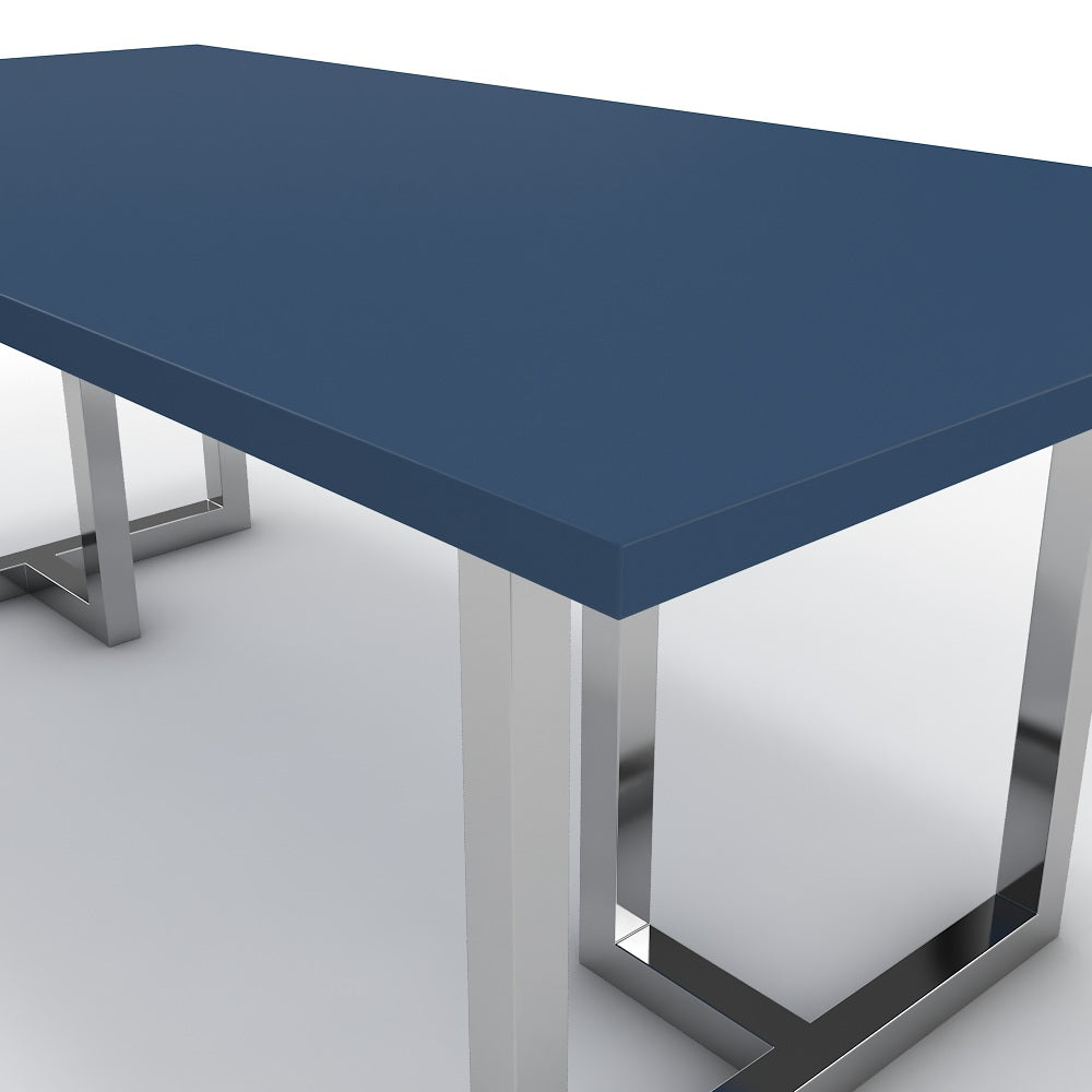 Étkezőasztal - Asara króm lábbal - Tiroli kék, méret: 200x100