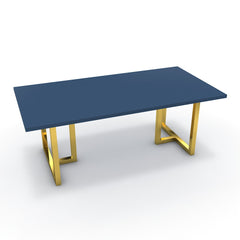 Étkezőasztal - Asara arany lábbal - Tiroli kék, méret: 200x100