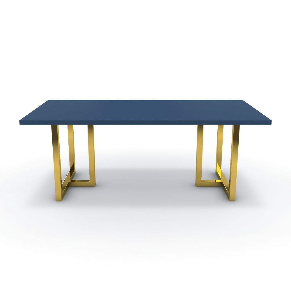 Étkezőasztal - Asara arany lábbal - Tiroli kék, méret: 200x100