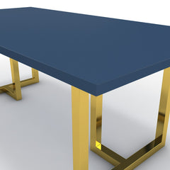 Étkezőasztal - Asara arany lábbal - Tiroli kék, méret: 200x100