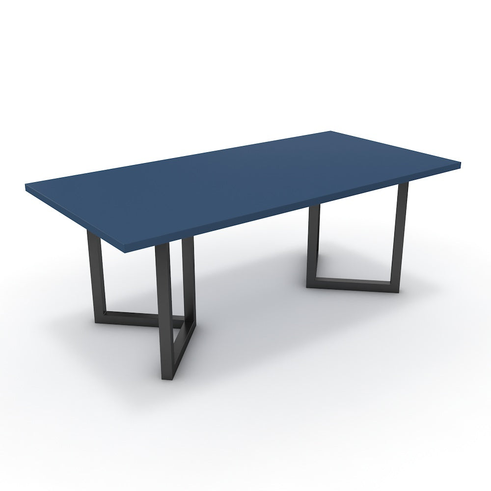 Étkezőasztal - Indra fekete lábbal - Tiroli kék, méret: 200x100