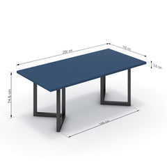 Étkezőasztal - Indra fekete lábbal - Tiroli kék, méret: 200x100