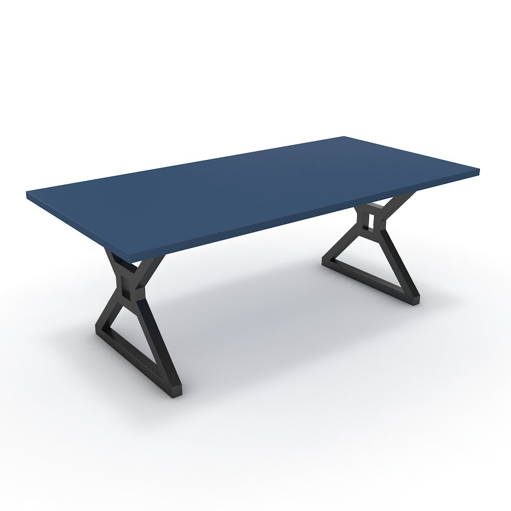 Étkezőasztal - Mandira fekete lábbal - Tiroli kék, méret: 200x100