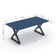 Étkezőasztal - Mandira fekete lábbal - Tiroli kék, méret: 200x100