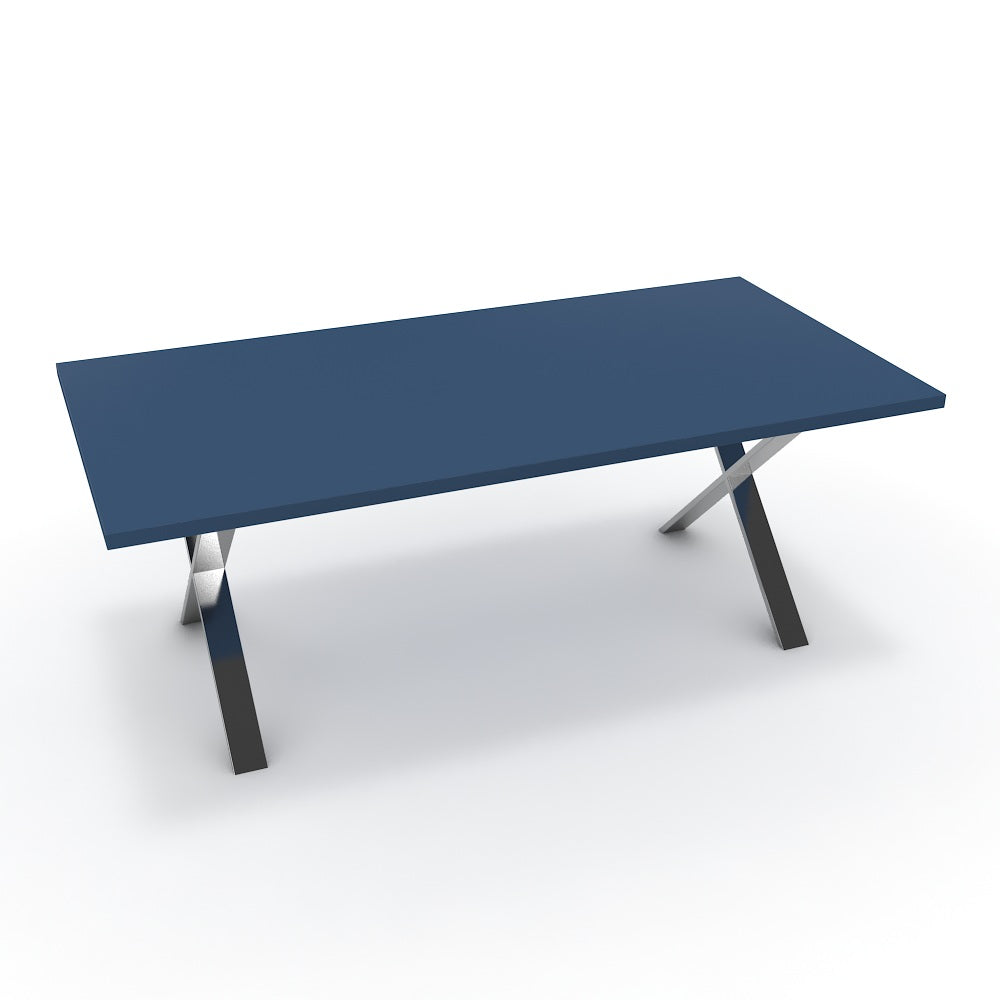 Étkezőasztal - Préma króm lábbal - Tiroli kék, méret: 200x100