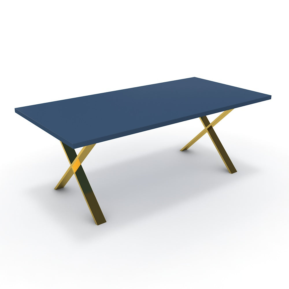 Étkezőasztal - Préma arany lábbal - Tiroli kék, méret: 200x100