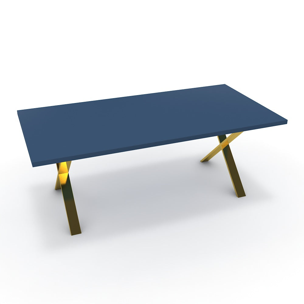 Étkezőasztal - Préma arany lábbal - Tiroli kék, méret: 200x100