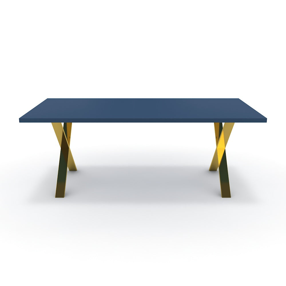Étkezőasztal - Préma arany lábbal - Tiroli kék, méret: 200x100