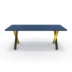 Étkezőasztal - Préma arany lábbal - Tiroli kék, méret: 200x100