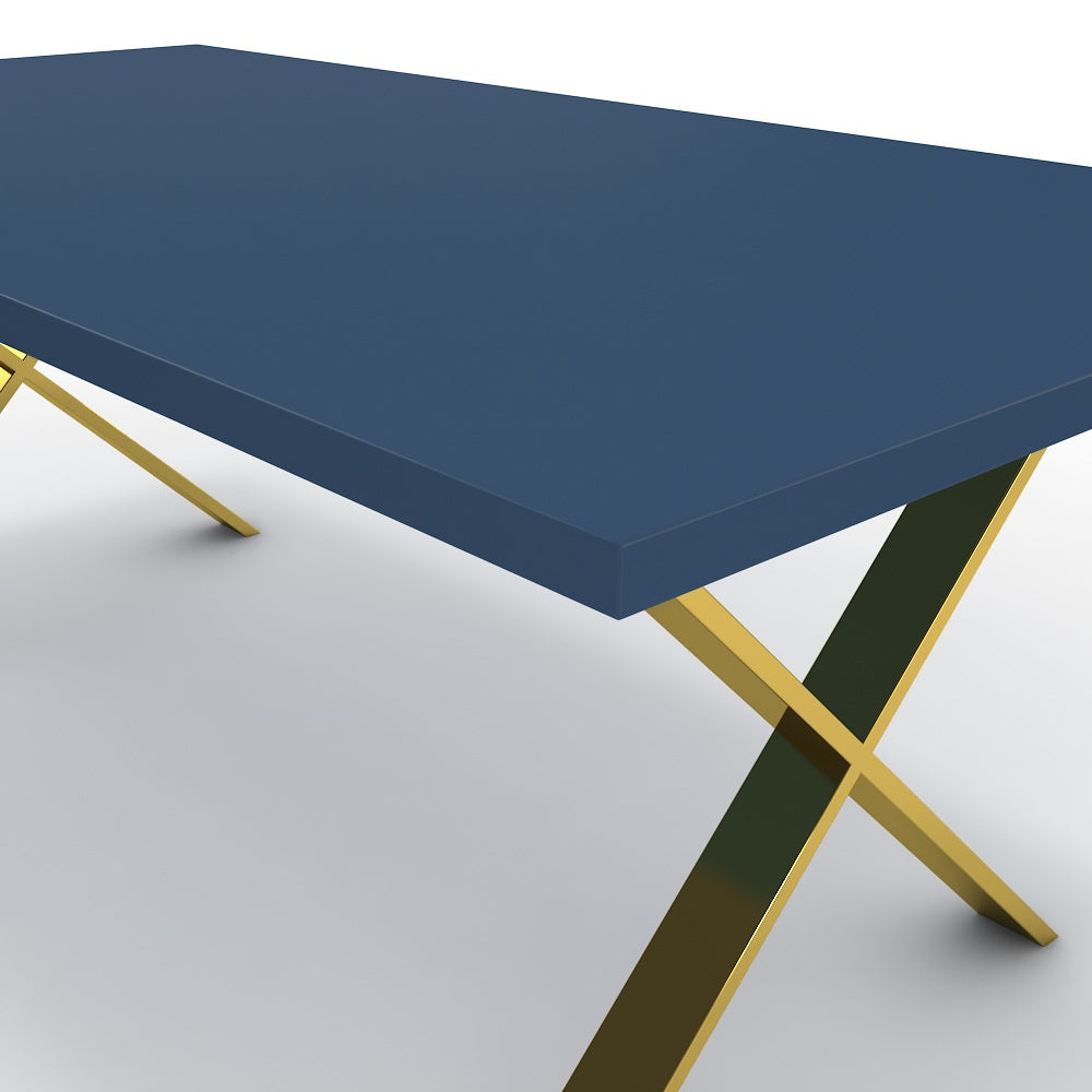 Étkezőasztal - Préma arany lábbal - Tiroli kék, méret: 200x100