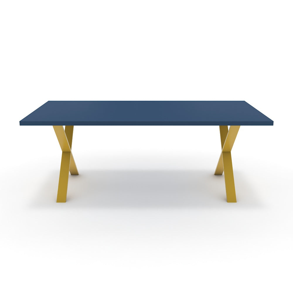 Étkezőasztal - Préma festett arany lábbal - Tiroli kék, méret: 200x100