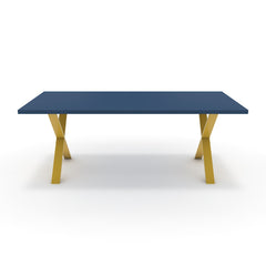 Étkezőasztal - Préma festett arany lábbal - Tiroli kék, méret: 200x100