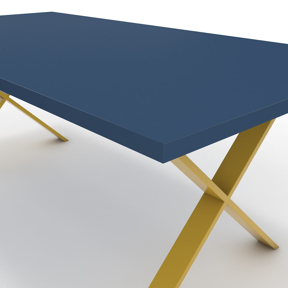 Étkezőasztal - Préma festett arany lábbal - Tiroli kék, méret: 200x100