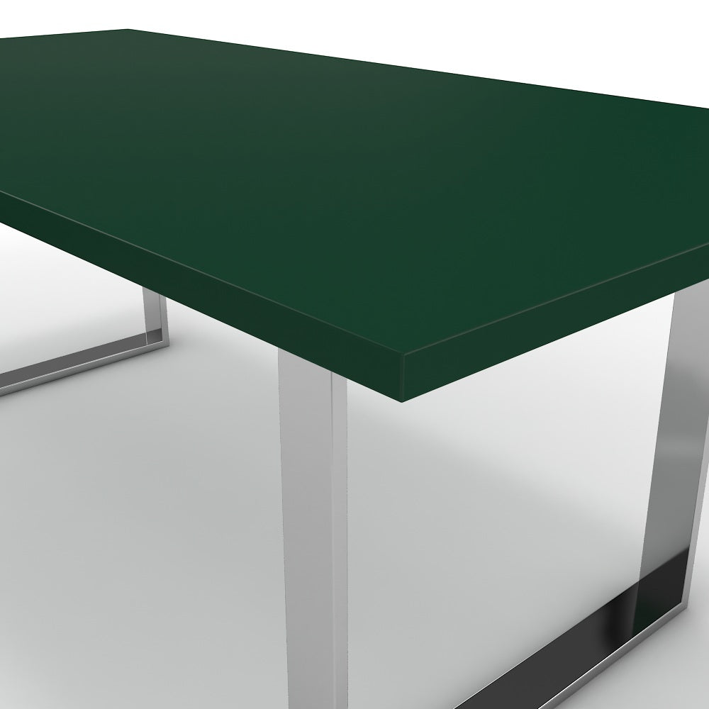 Étkezőasztal - Antara króm lábbal - Forest zöld, méret: 200x100