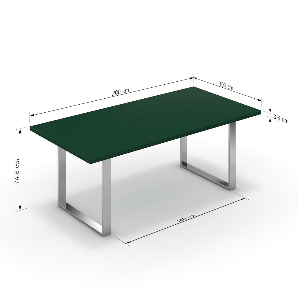 Étkezőasztal - Antara króm lábbal - Forest zöld, méret: 200x100