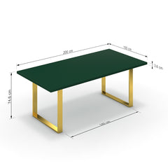 Étkezőasztal - Antara arany lábbal - Forest zöld, méret: 200x100