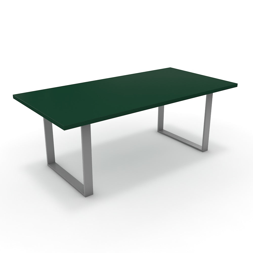 Étkezőasztal - Antara festett ezüst lábbal - Forest zöld, méret: 200x100