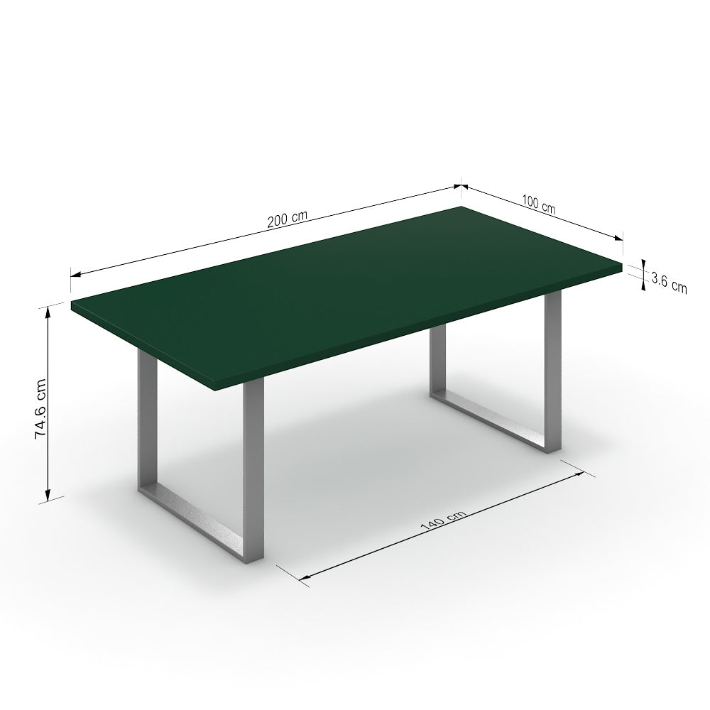 Étkezőasztal - Antara festett ezüst lábbal - Forest zöld, méret: 200x100