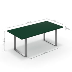 Étkezőasztal - Antara festett ezüst lábbal - Forest zöld, méret: 200x100